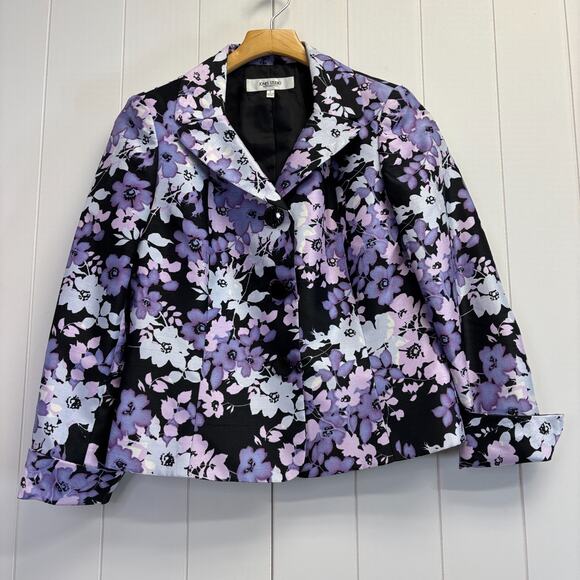 Jones Studio Separates Womens Corpcore Cropped Floral Blazer Jacket Size 6P Chic - Picture 1 of 8